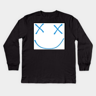 Blue smiley design Kids Long Sleeve T-Shirt